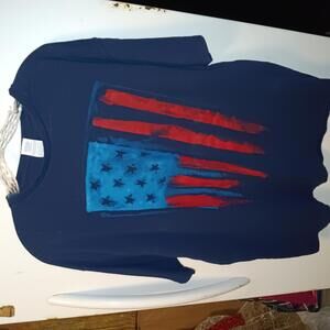 Men's XL Navy Blue T-Shirt with Artistic American Flag Print